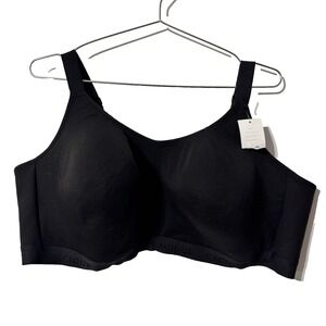 Cacique size 50DD Lightly lined no wire bra cotton blend black adjustable NEW